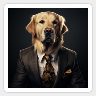 Golden Retriever Dog in Suit Magnet